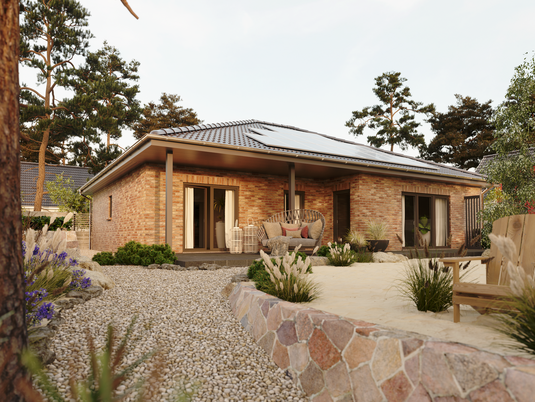 Großer Bungalow 128 mit Klinkeroptik, perfekt geeignet für eine leistungsstarke Photovoltaikanlage