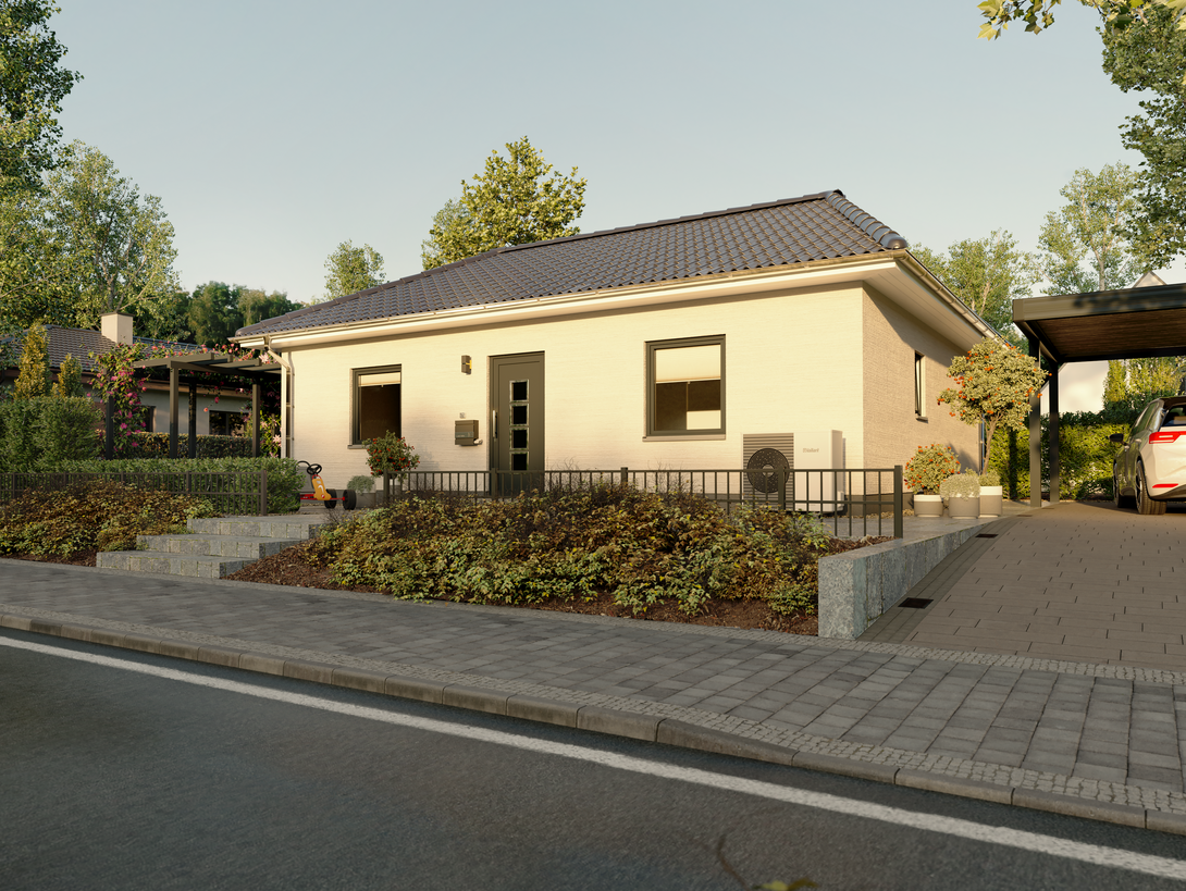 Bungalow als barrierefreies Singlehaus Ein Singlehaus im Bungalowstil mit offener Raumaufteilung, das Komfort und Barrierefreiheit auf einer Ebene vereint